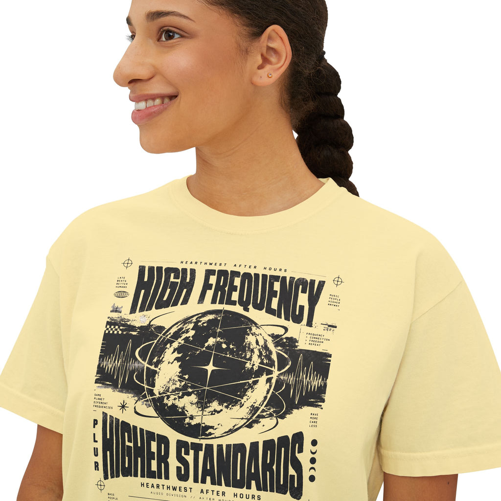 High Frequency Higher Standards | Women's Rave Crop Tee