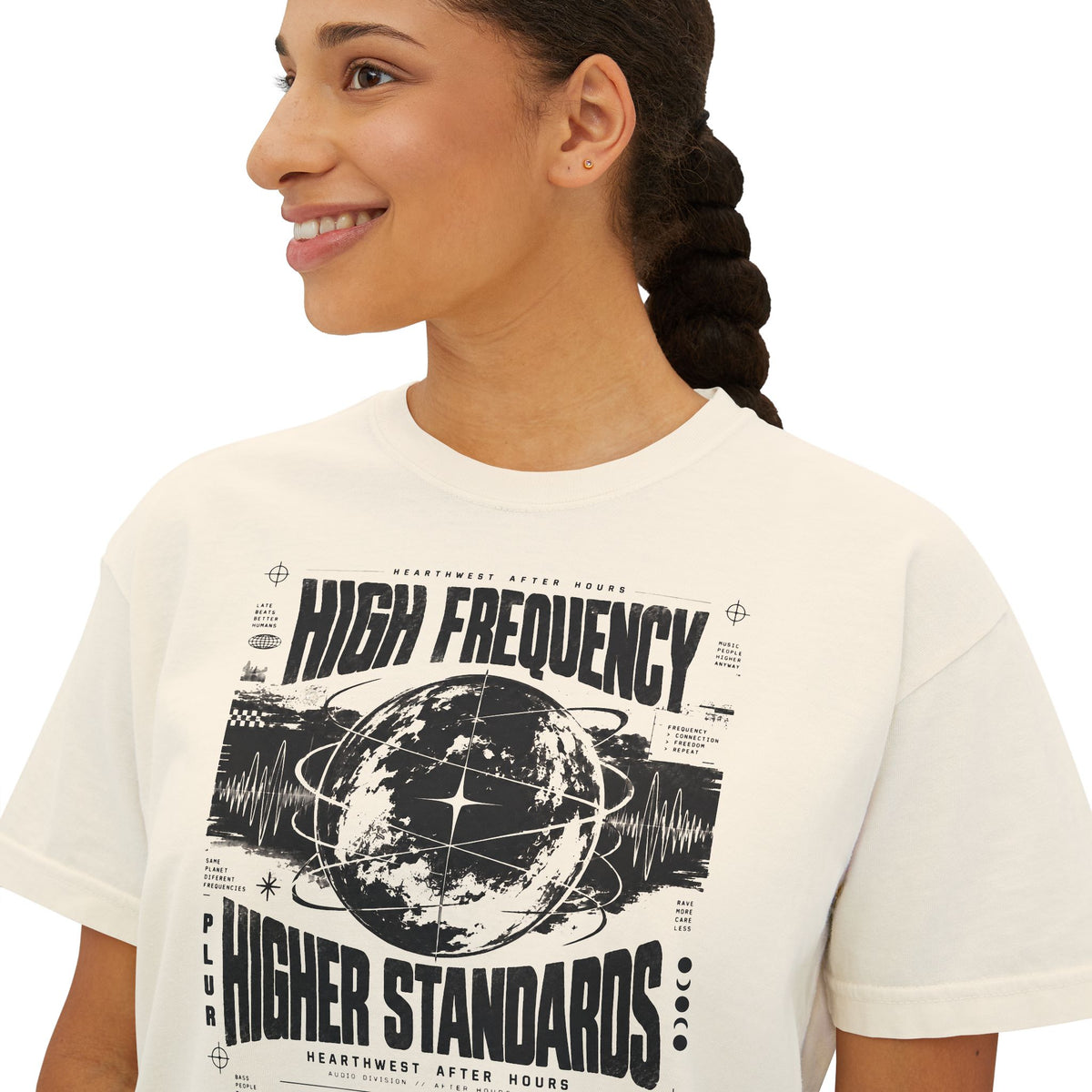 High Frequency Higher Standards | Women's Rave Crop Tee