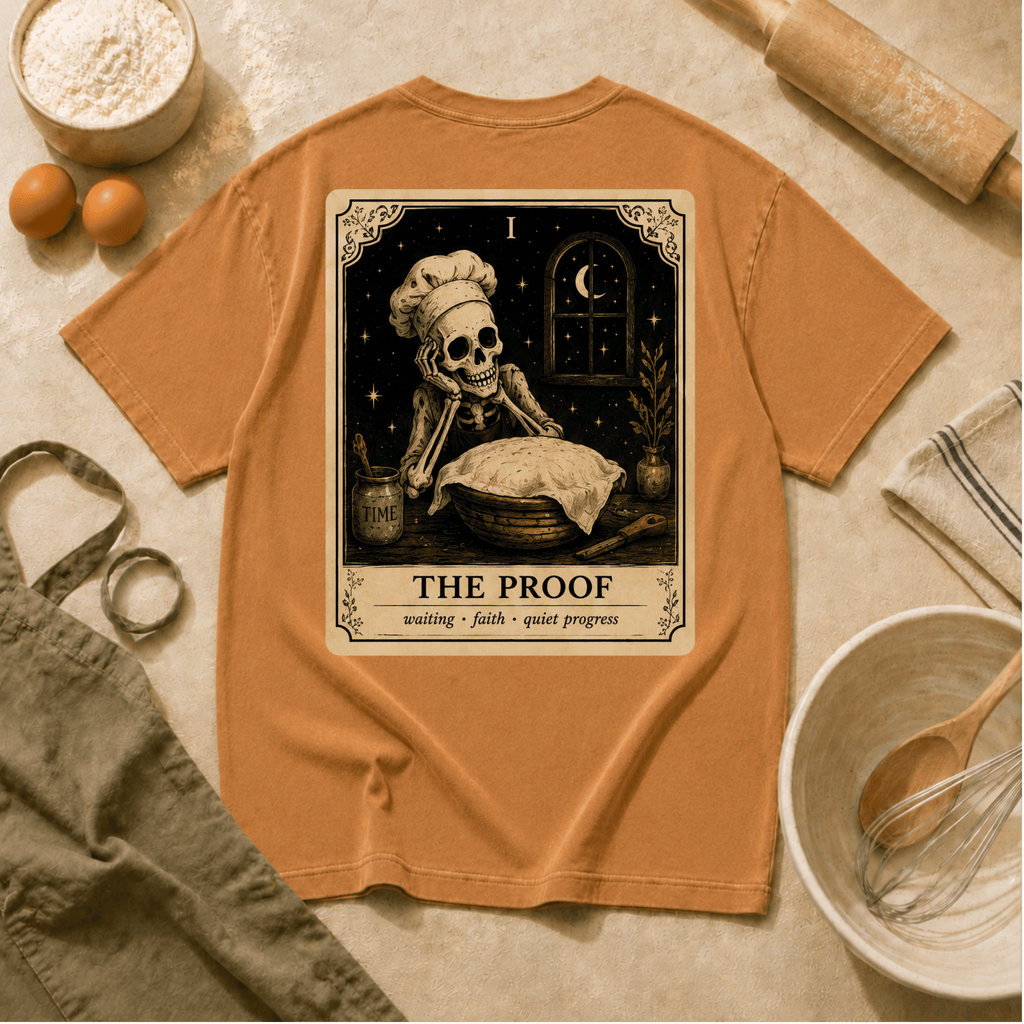 Vintage Tarot Tee — "The Proof" Skeleton Chef Graphic Crewneck