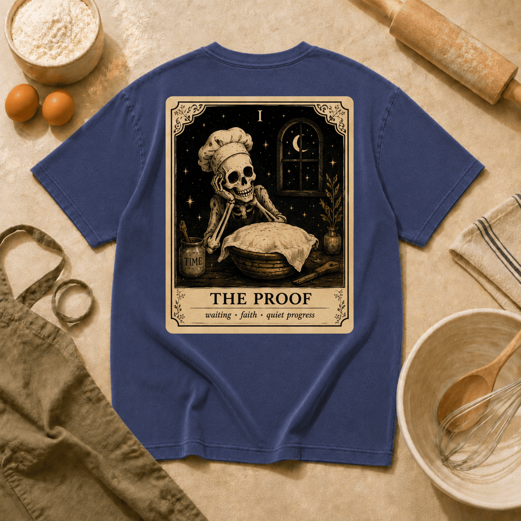 Vintage Tarot Tee — "The Proof" Skeleton Chef Graphic Crewneck