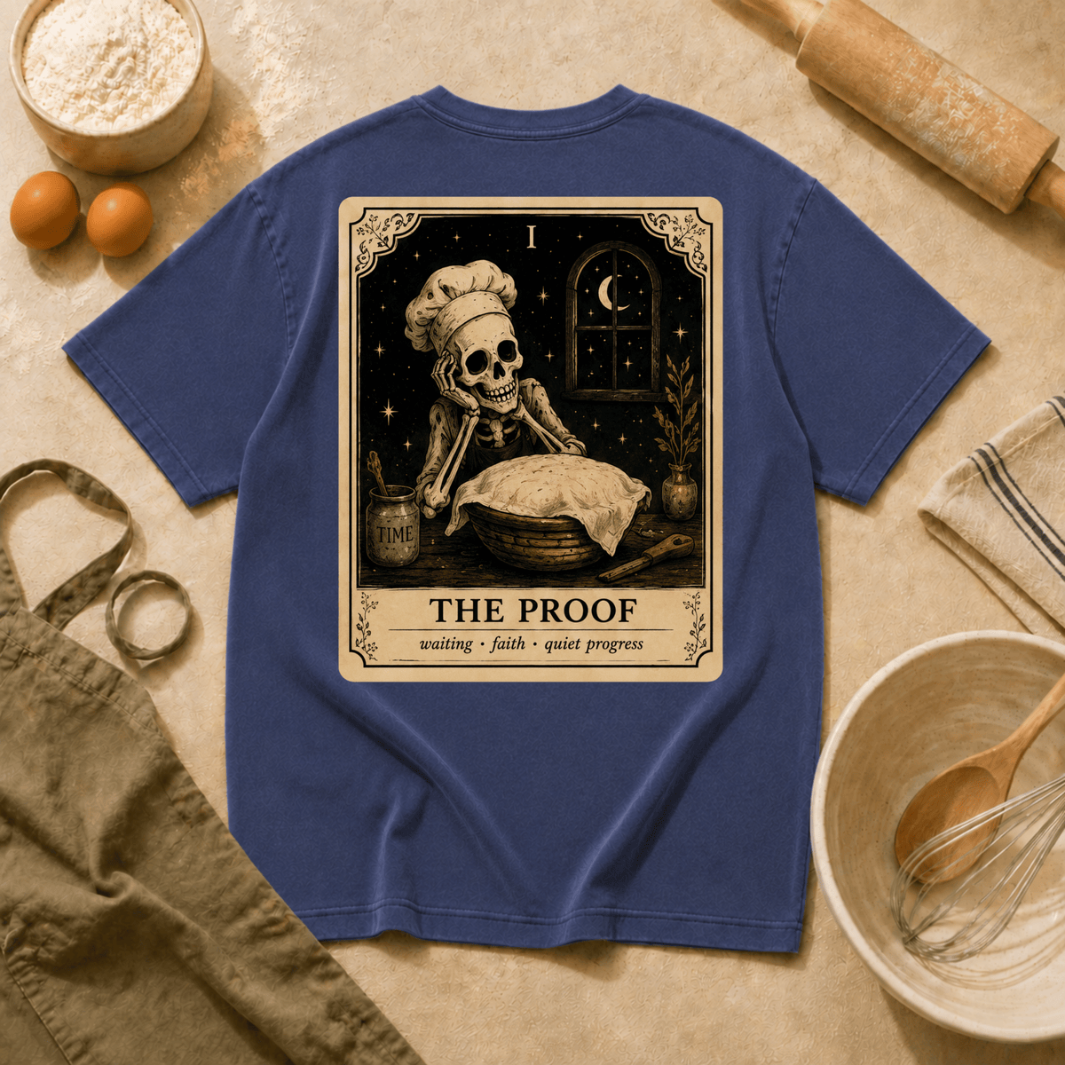 Vintage Tarot Tee — "The Proof" Skeleton Chef Graphic Crewneck