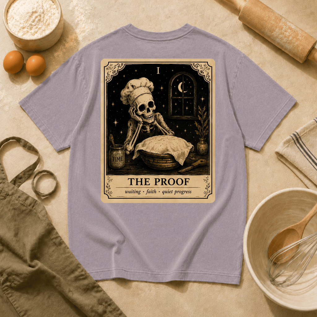 Vintage Tarot Tee — "The Proof" Skeleton Chef Graphic Crewneck