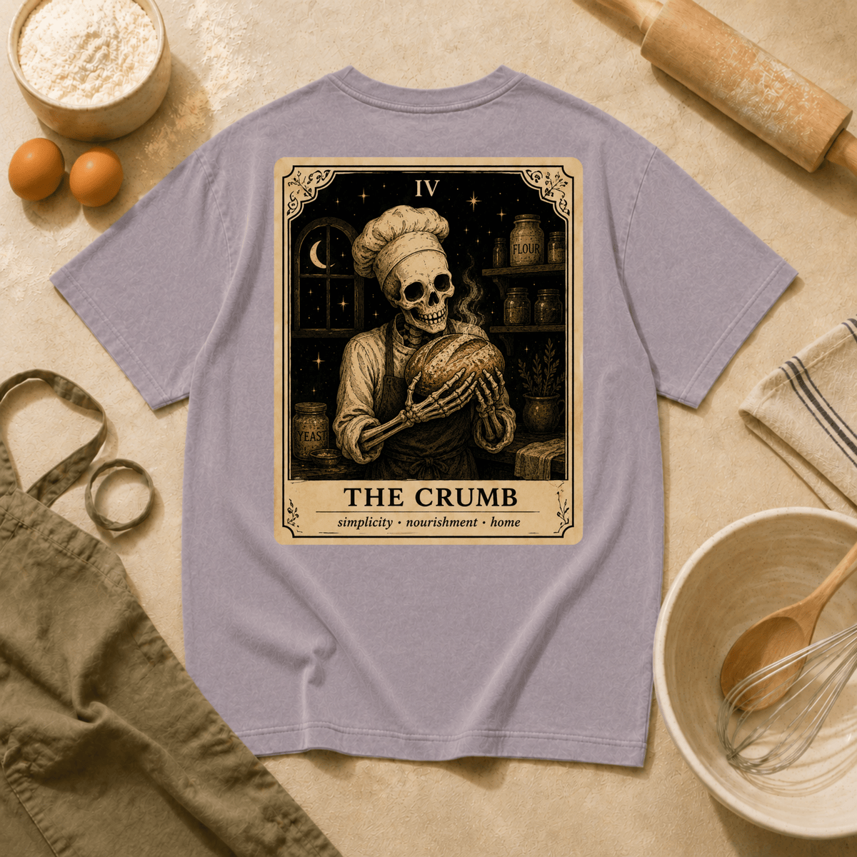 Vintage Tarot Tee — "The Crumb" Skeleton Chef Graphic Crewneck