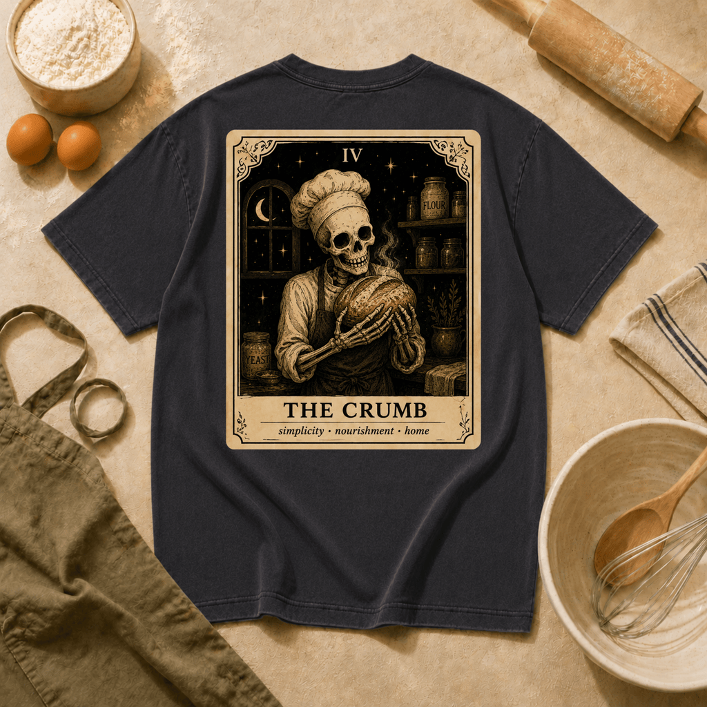 Vintage Tarot Tee — "The Crumb" Skeleton Chef Graphic Crewneck