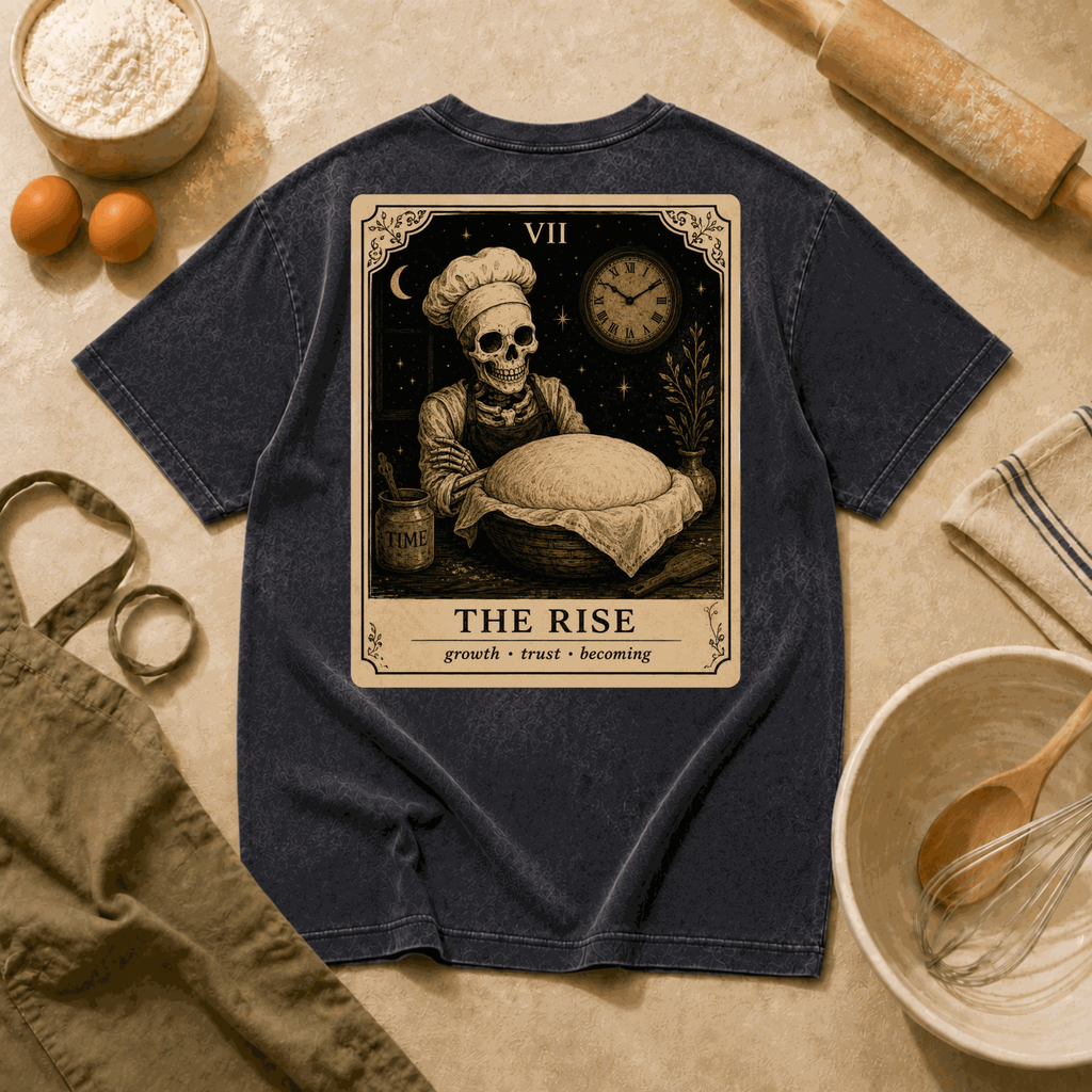Vintage Tarot Tee — "The Rise" Skeleton Chef Graphic Crewneck