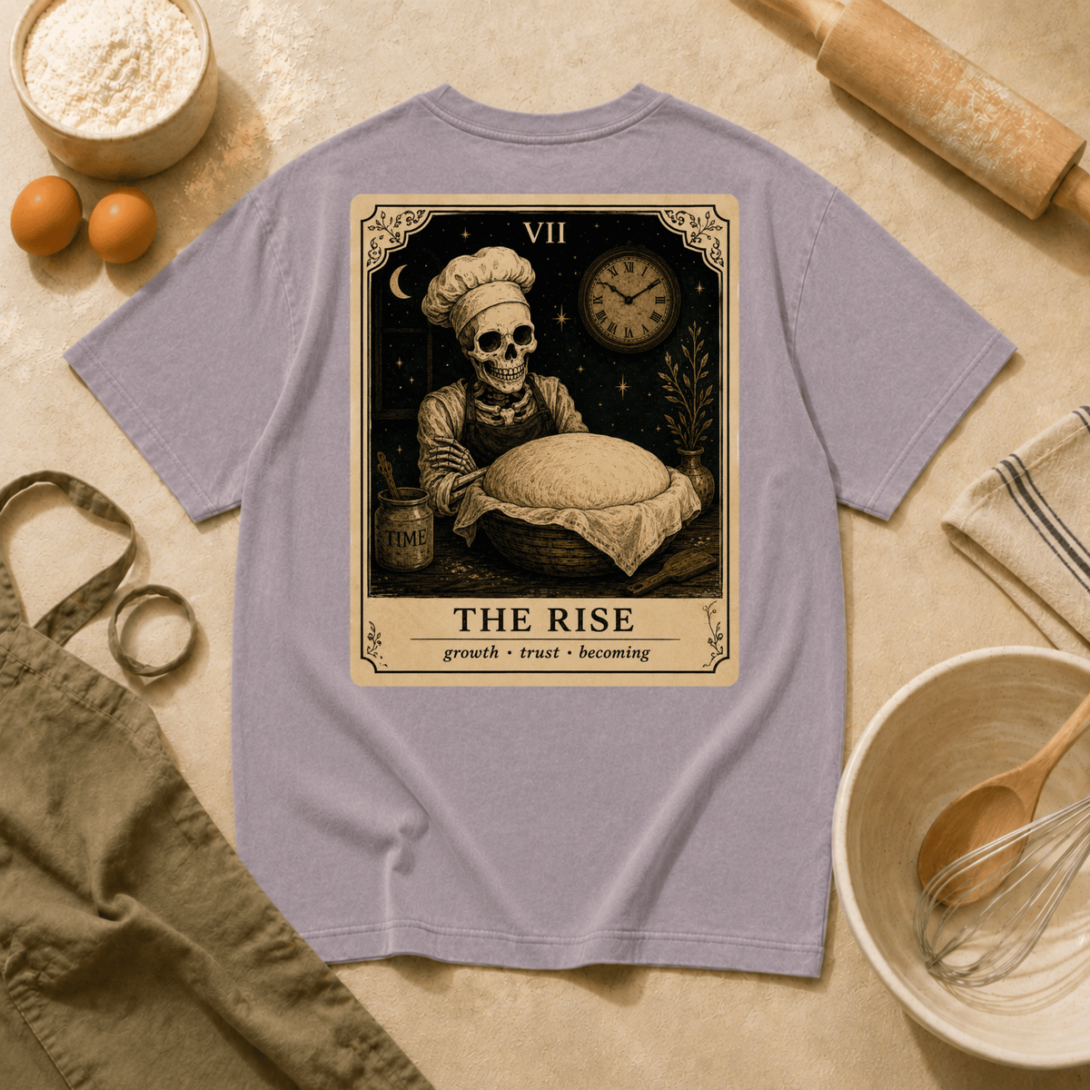 Vintage Tarot Tee — "The Rise" Skeleton Chef Graphic Crewneck