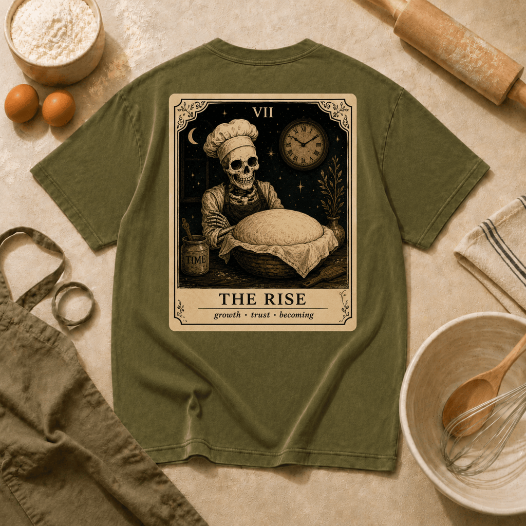 Vintage Tarot Tee — "The Rise" Skeleton Chef Graphic Crewneck
