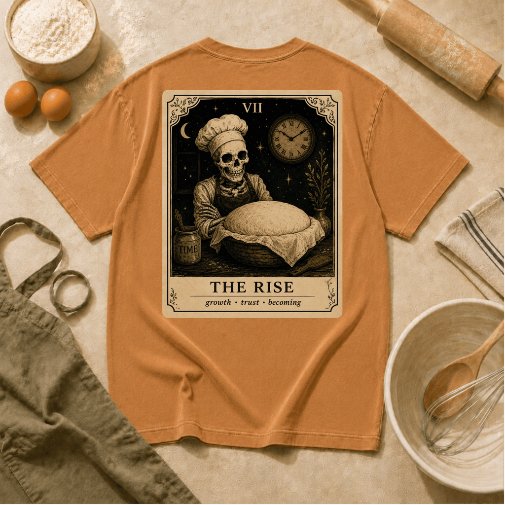 Vintage Tarot Tee — "The Rise" Skeleton Chef Graphic Crewneck