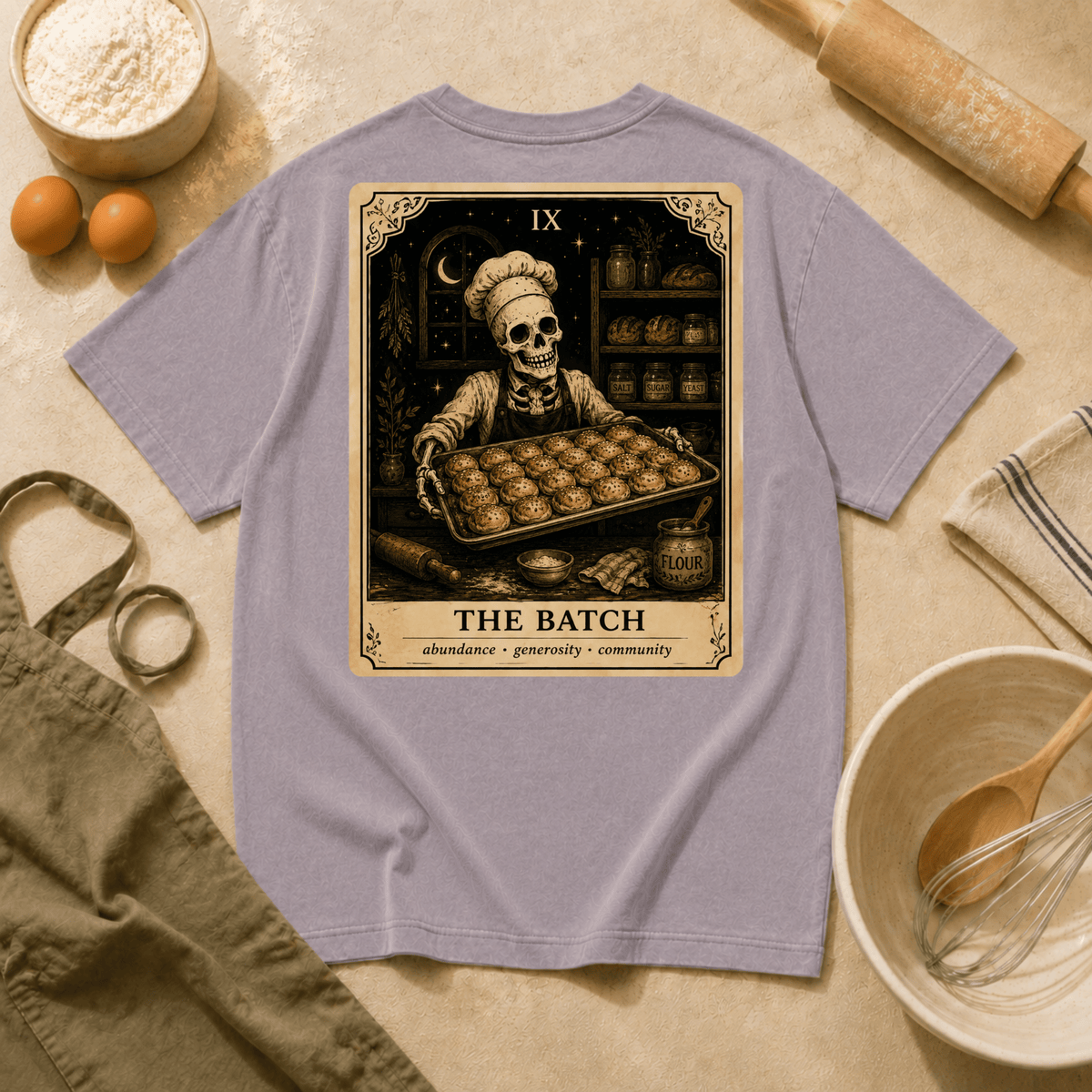 Vintage Tarot Tee — "The Batch" Skeleton Chef Graphic Crewneck