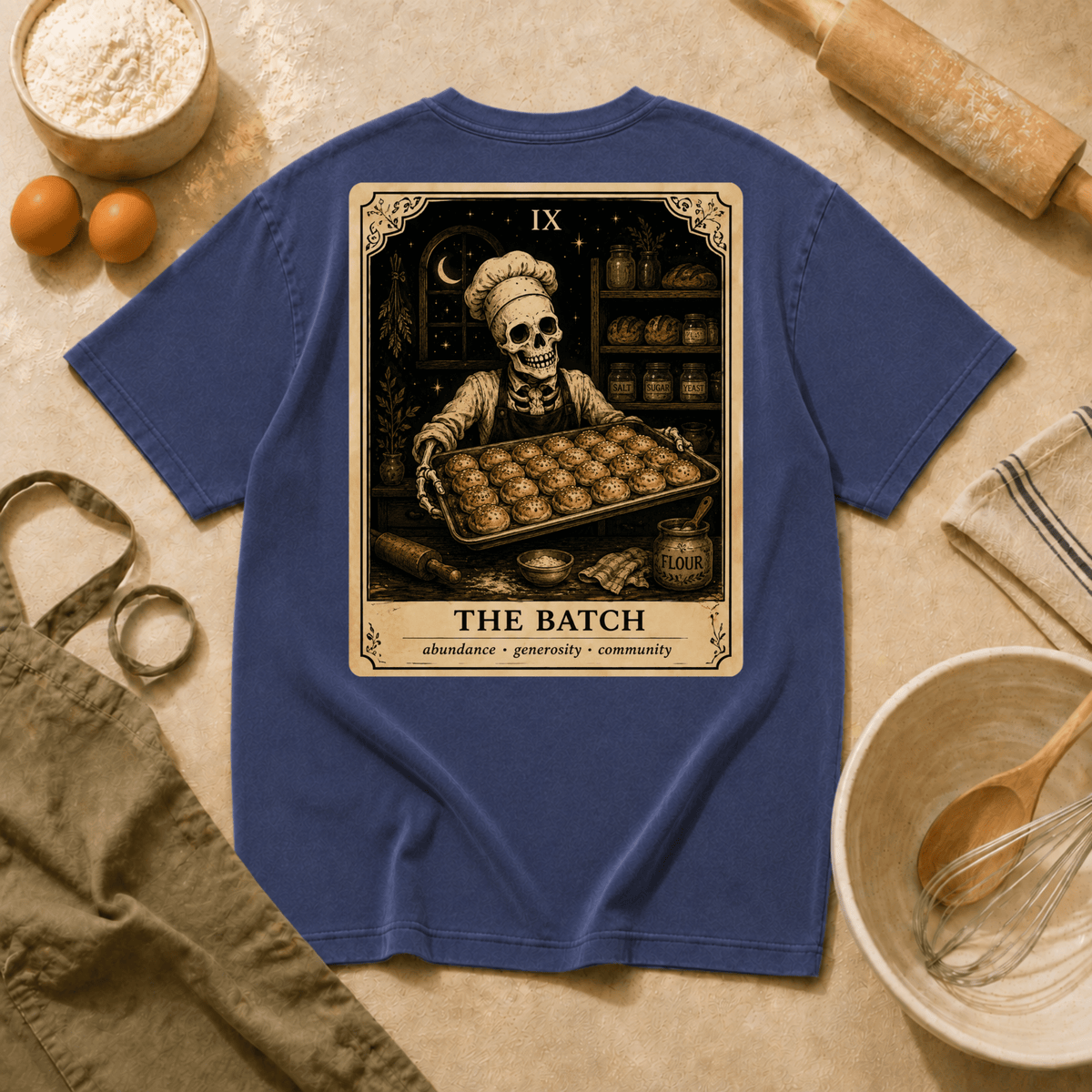 Vintage Tarot Tee — "The Batch" Skeleton Chef Graphic Crewneck