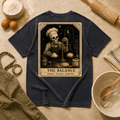Vintage Tarot Tee — "The Balance" Skeleton Chef Graphic Crewneck