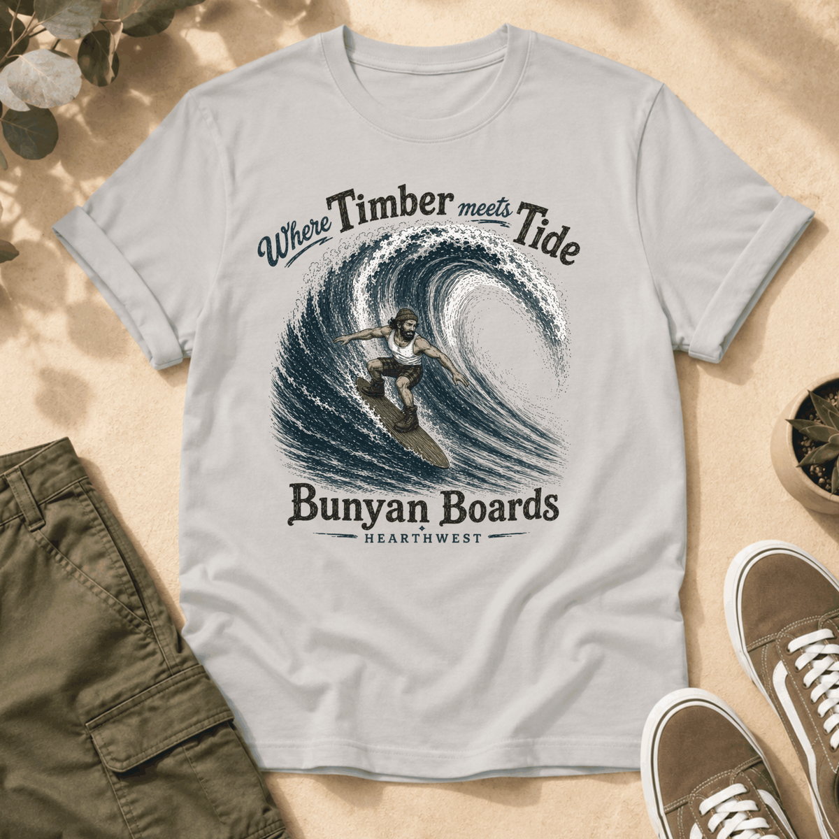 Paul Bunyan Surfer T-Shirt – “Where Timber Meets Tide” Bunyan Boards Tee