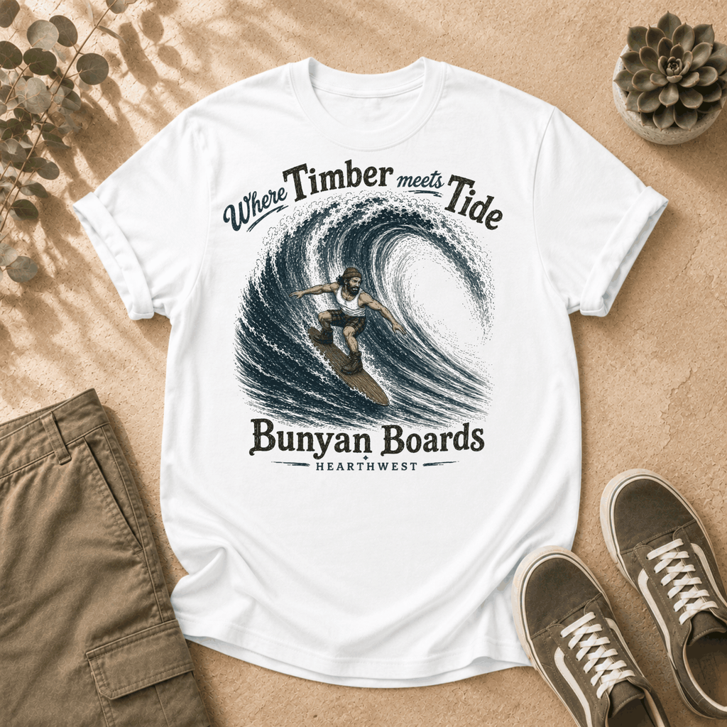 Paul Bunyan Surfer T-Shirt – “Where Timber Meets Tide” Bunyan Boards Tee