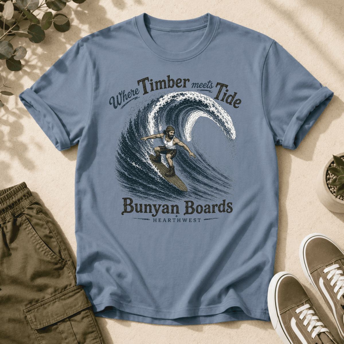 Paul Bunyan Surfer T-Shirt – “Where Timber Meets Tide” Bunyan Boards Tee