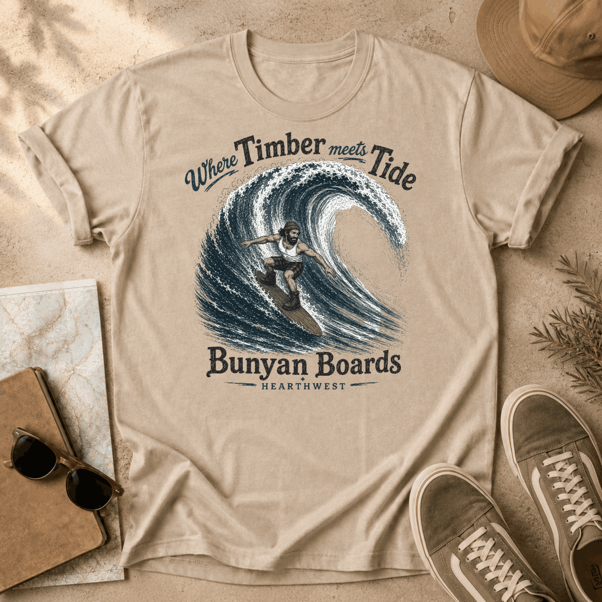 Paul Bunyan Surfer T-Shirt – “Where Timber Meets Tide” Bunyan Boards Tee