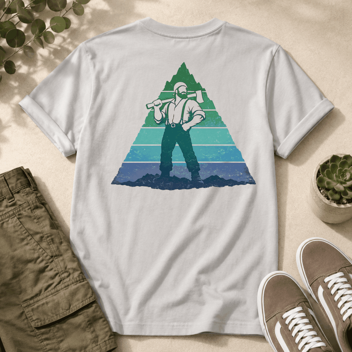 Paul Bunyan Mountain Blue-Green Badge T-Shirt