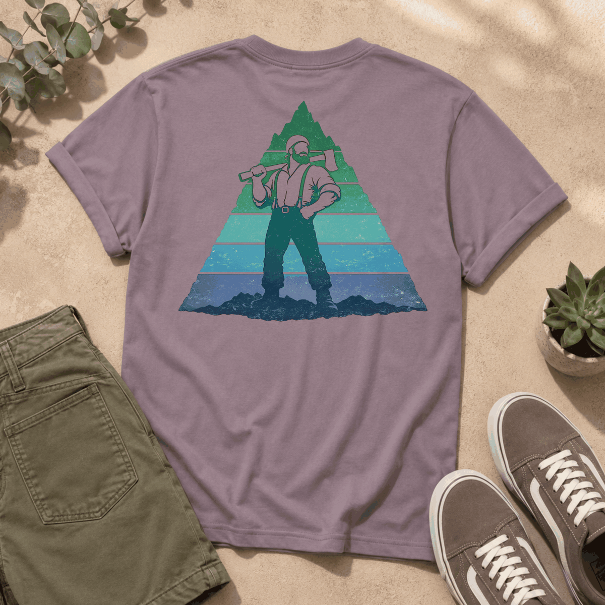 Paul Bunyan Mountain Blue-Green Badge T-Shirt