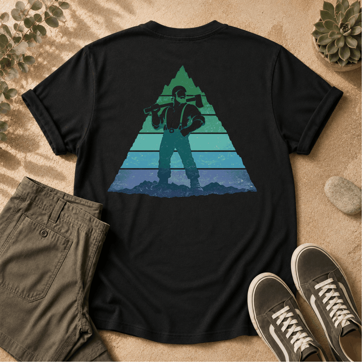 Paul Bunyan Mountain Blue-Green Badge T-Shirt