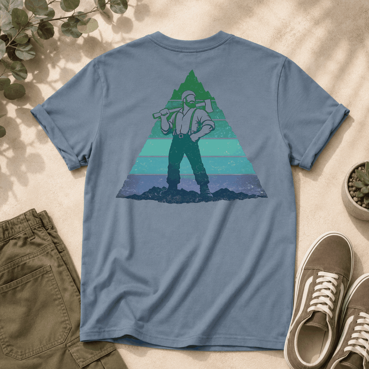 Paul Bunyan Mountain Blue-Green Badge T-Shirt