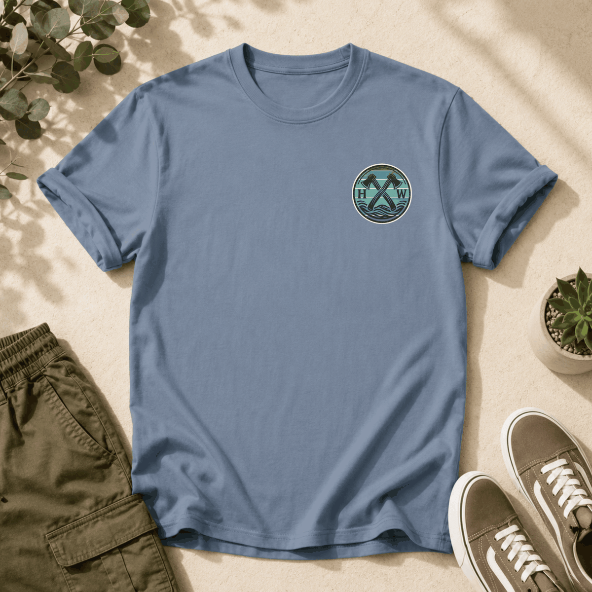 Paul Bunyan Mountain Blue-Green Badge T-Shirt