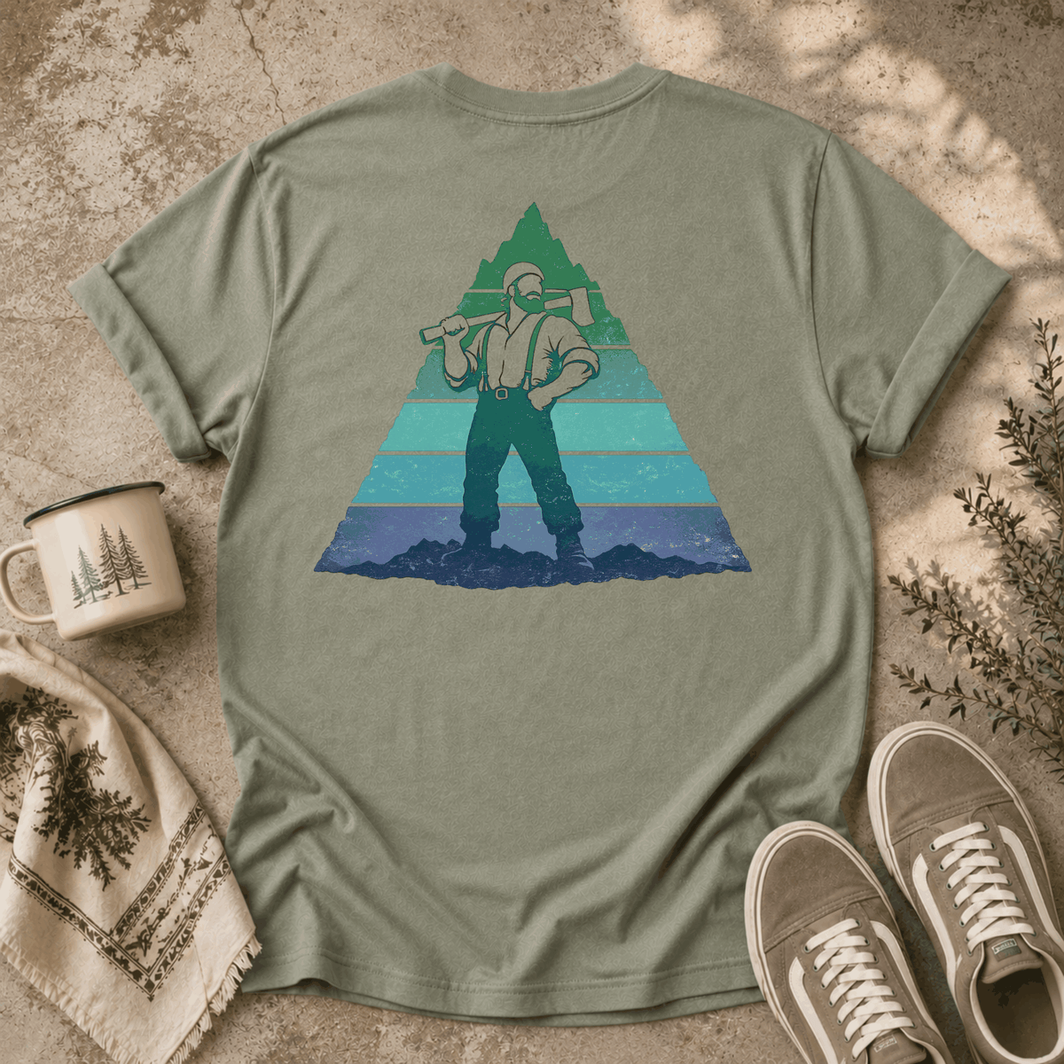 Paul Bunyan Mountain Blue-Green Badge T-Shirt