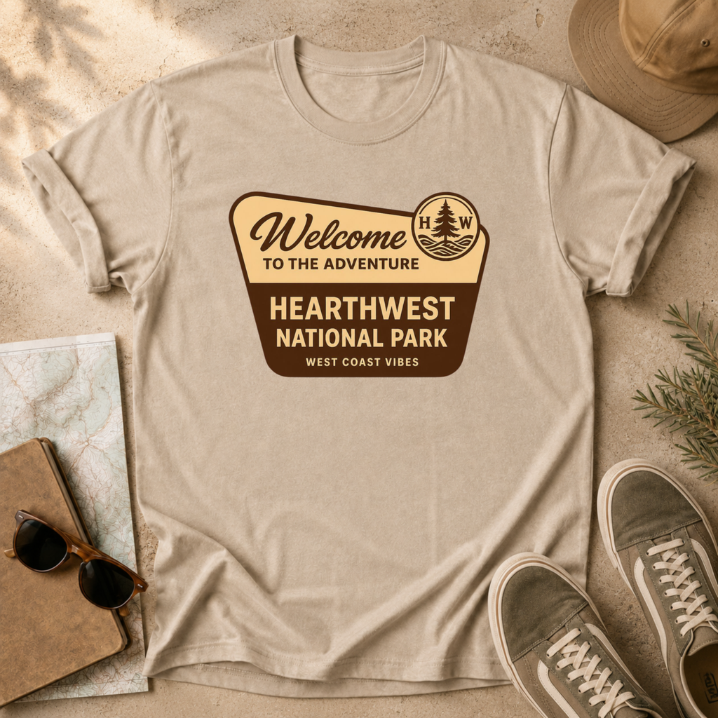 Hearthwest National Park T-Shirt — "Welcome to the Adventure" Outdoor Travel Tee