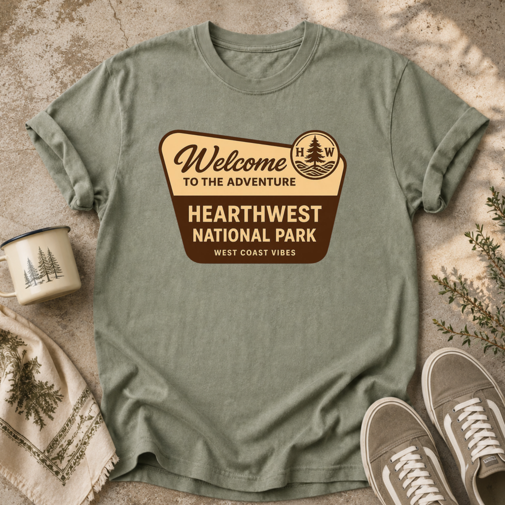 Hearthwest National Park T-Shirt — "Welcome to the Adventure" Outdoor Travel Tee
