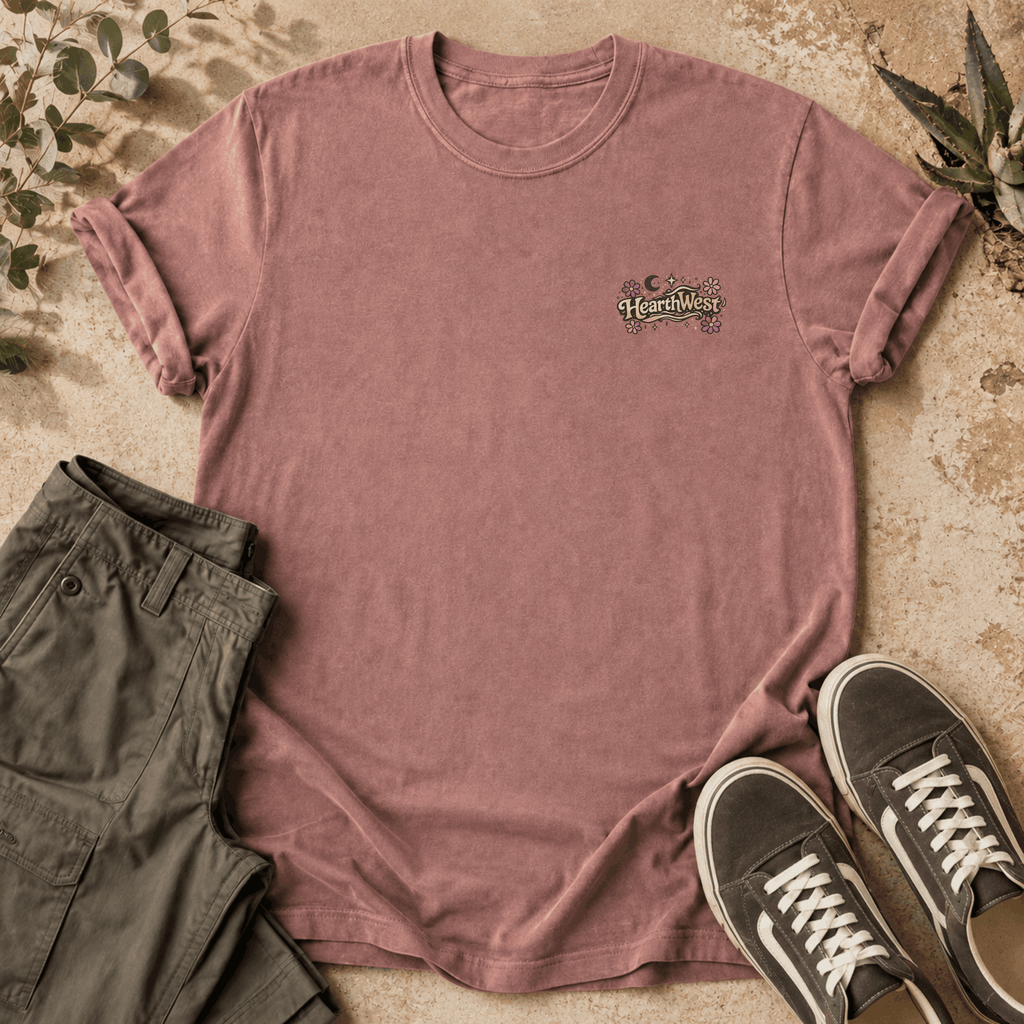 HearthWest Floral Logo T-Shirt — Bigfoot with Moon & Flowers