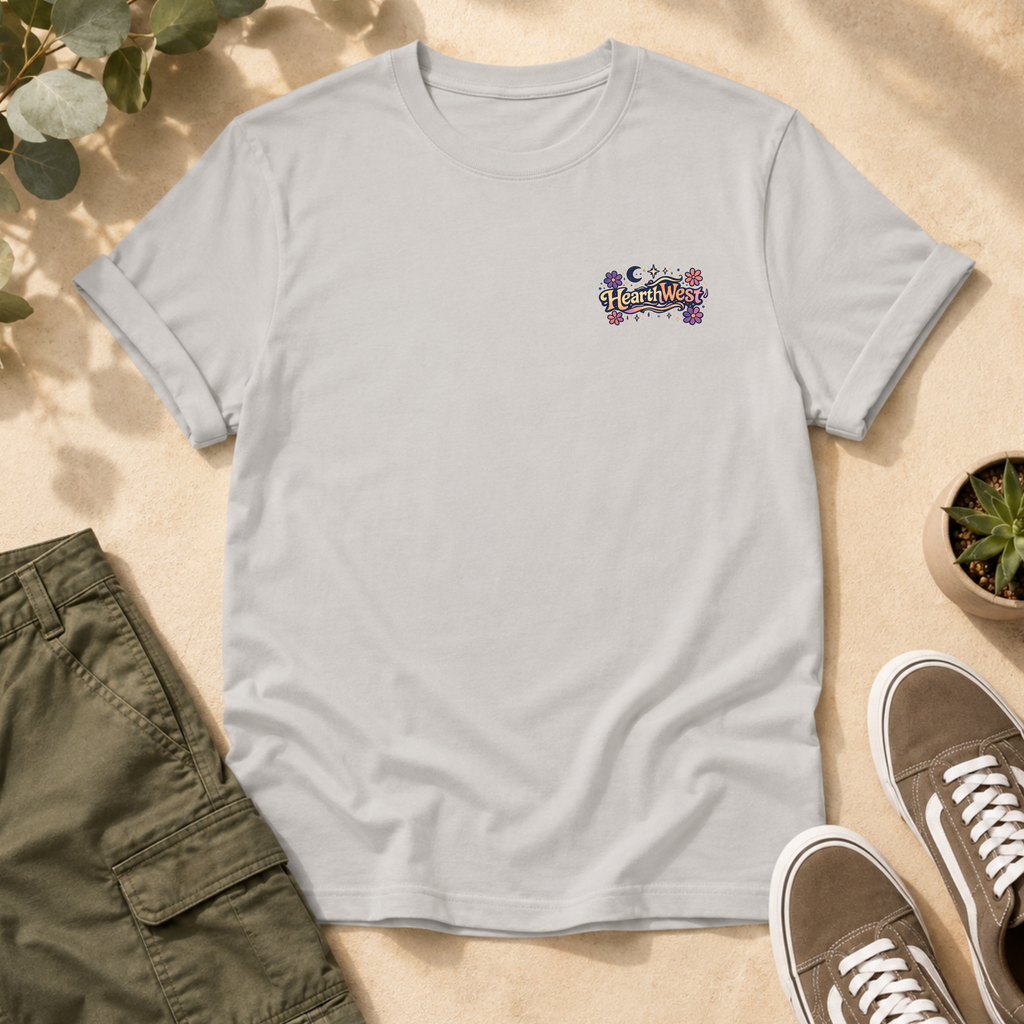 HearthWest Floral Logo T-Shirt — Bigfoot with Moon & Flowers