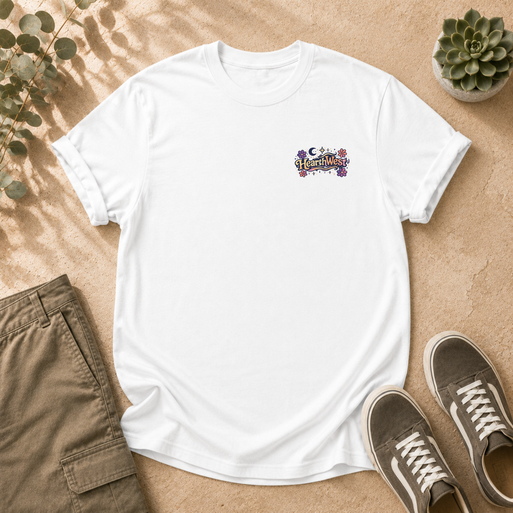 HearthWest Floral Logo T-Shirt — Bigfoot with Moon & Flowers