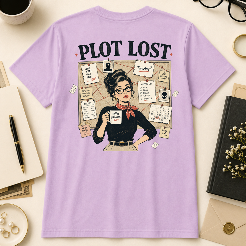 Plot Lost Tee — ADHD Bookish Graphic T-Shirt