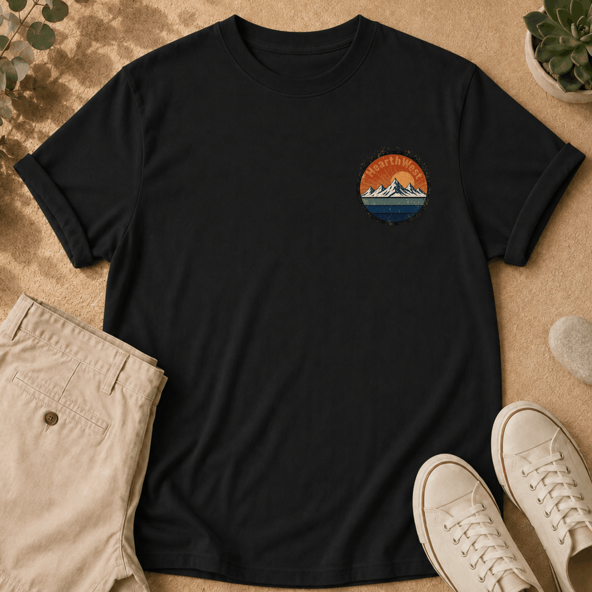 Hiking T-Shirt — "I'd Hike That" Mountain Sunset Graphic Tee