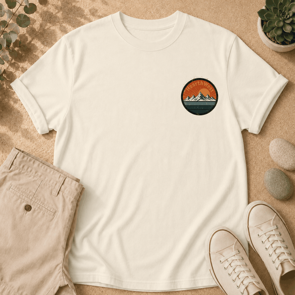 Hiking T-Shirt — "I'd Hike That" Mountain Sunset Graphic Tee
