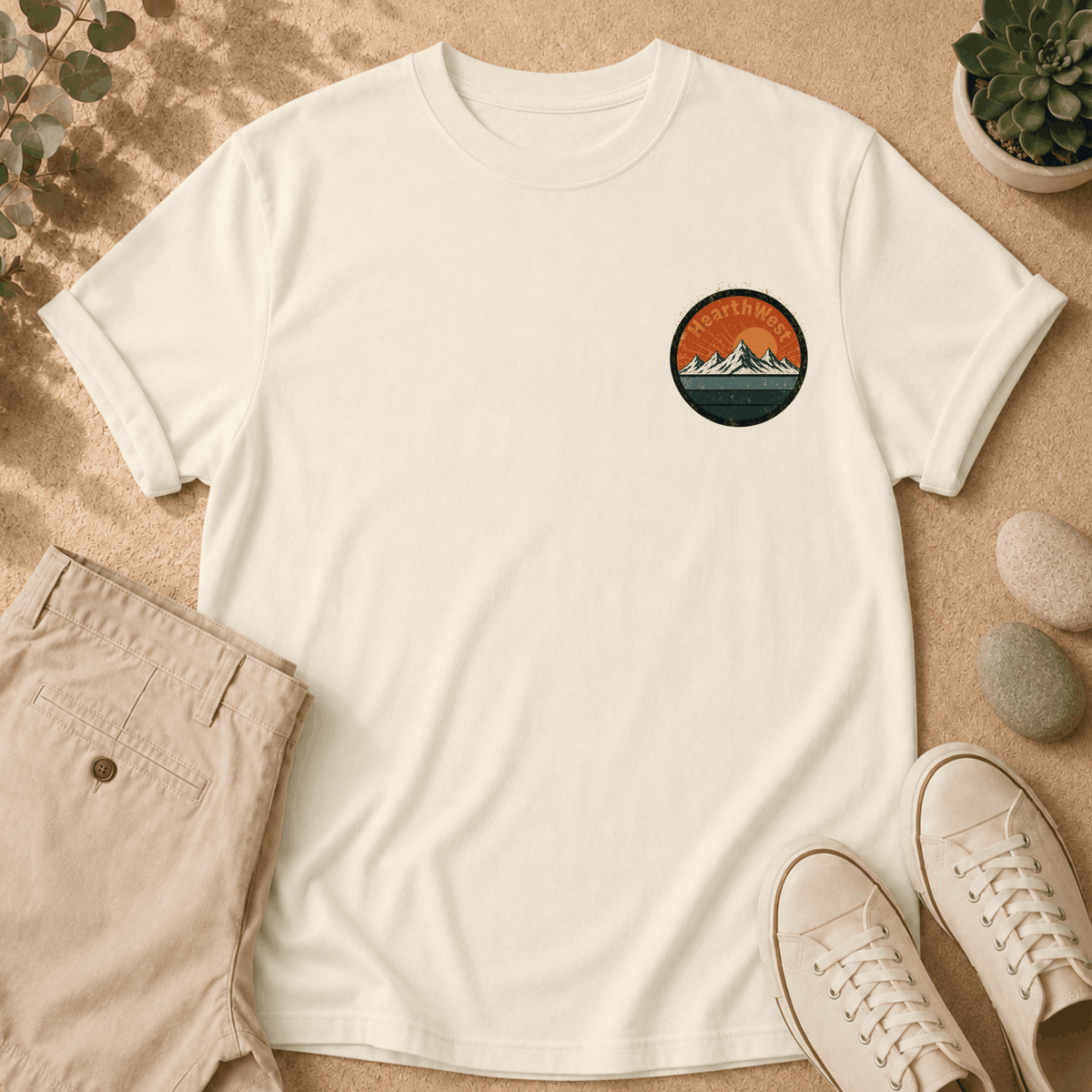 Hiking T-Shirt — "I'd Hike That" Mountain Sunset Graphic Tee
