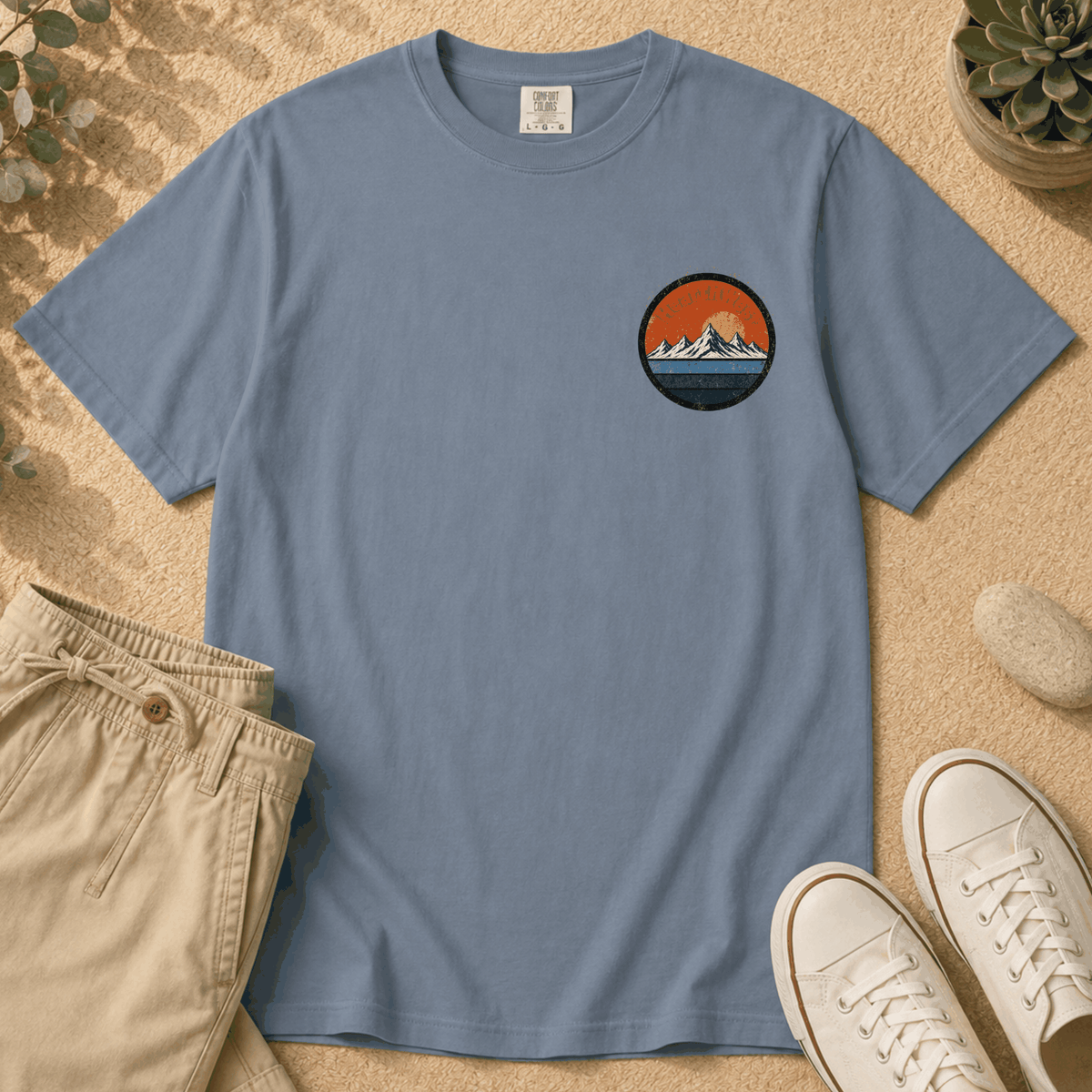 Hiking T-Shirt — "I'd Hike That" Mountain Sunset Graphic Tee