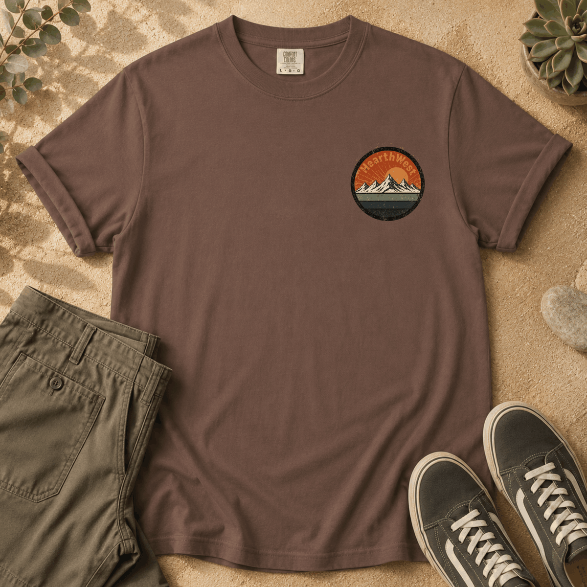Hiking T-Shirt — "I'd Hike That" Mountain Sunset Graphic Tee