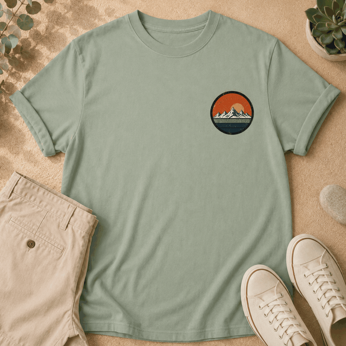 Hiking T-Shirt — "I'd Hike That" Mountain Sunset Graphic Tee