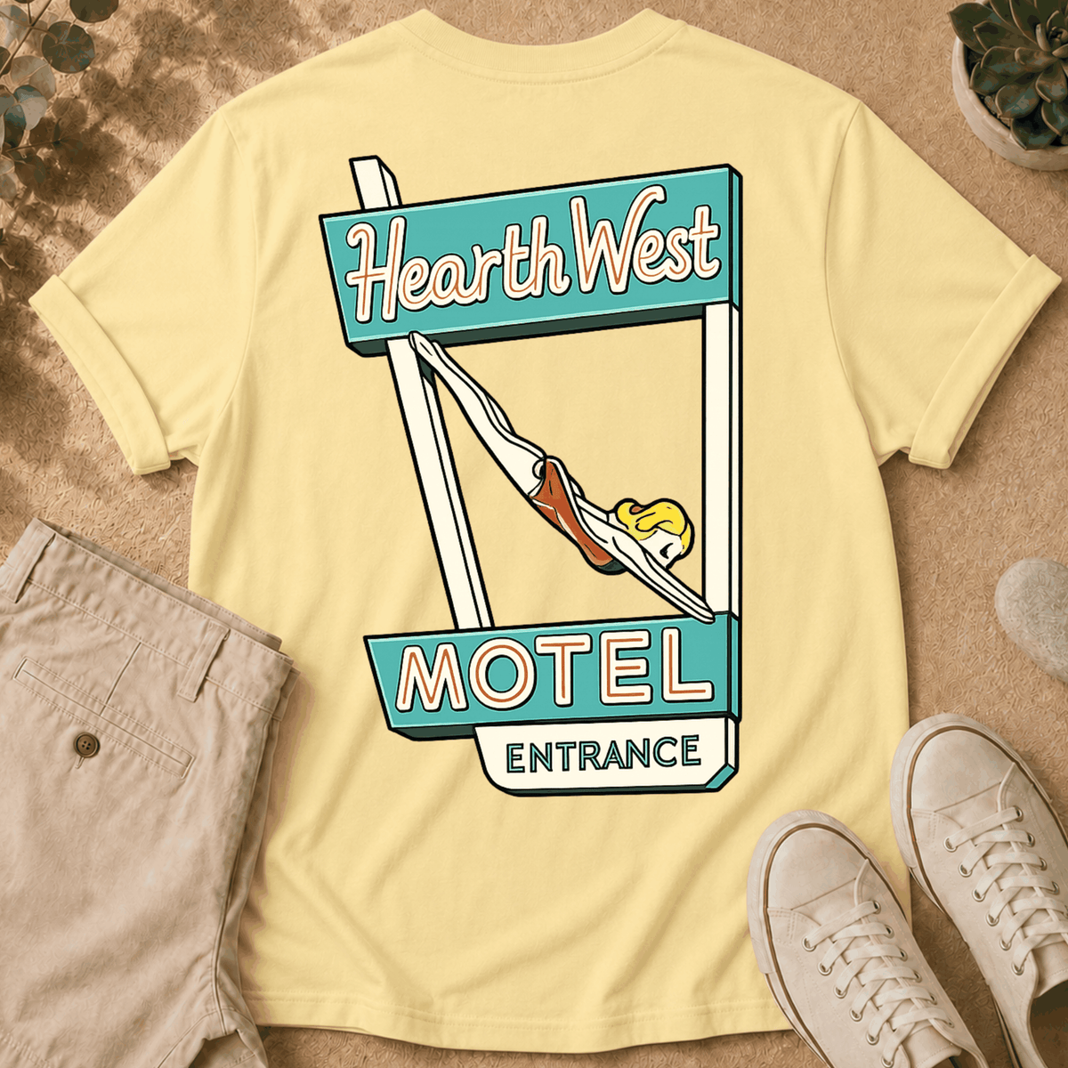 Motel Sign T-Shirt — 'Hearth West' Retro Neon Roadside Graphic Tee