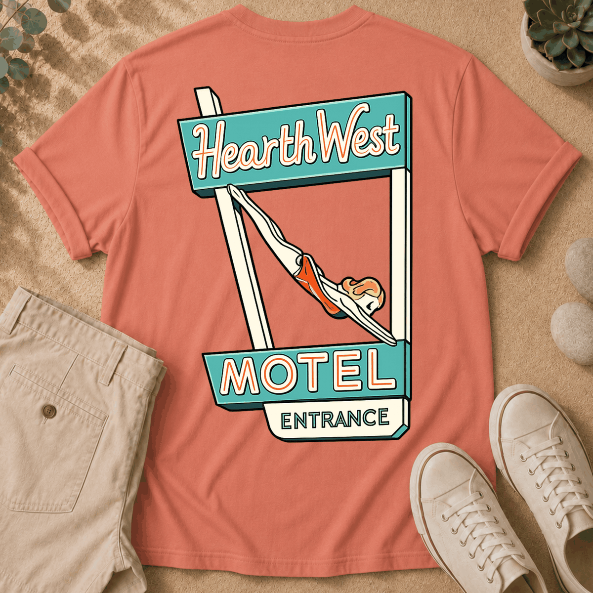 Motel Sign T-Shirt — 'Hearth West' Retro Neon Roadside Graphic Tee