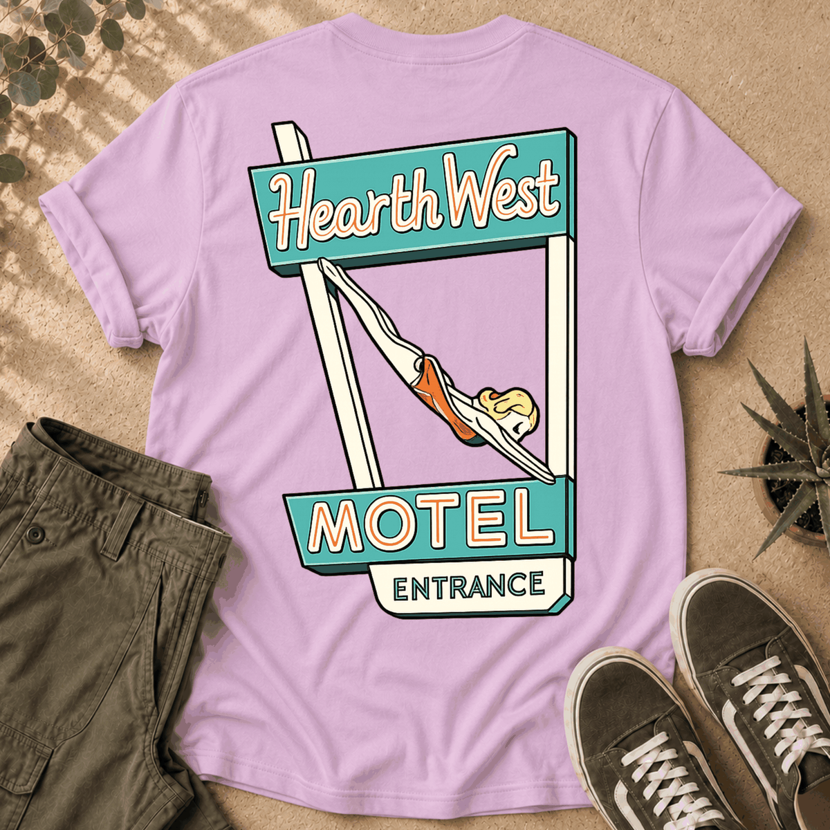 Motel Sign T-Shirt — 'Hearth West' Retro Neon Roadside Graphic Tee