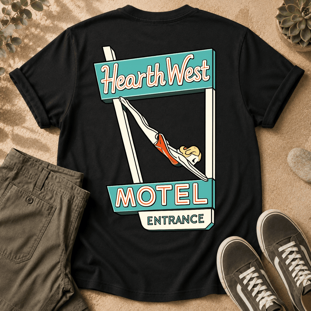 Motel Sign T-Shirt — 'Hearth West' Retro Neon Roadside Graphic Tee