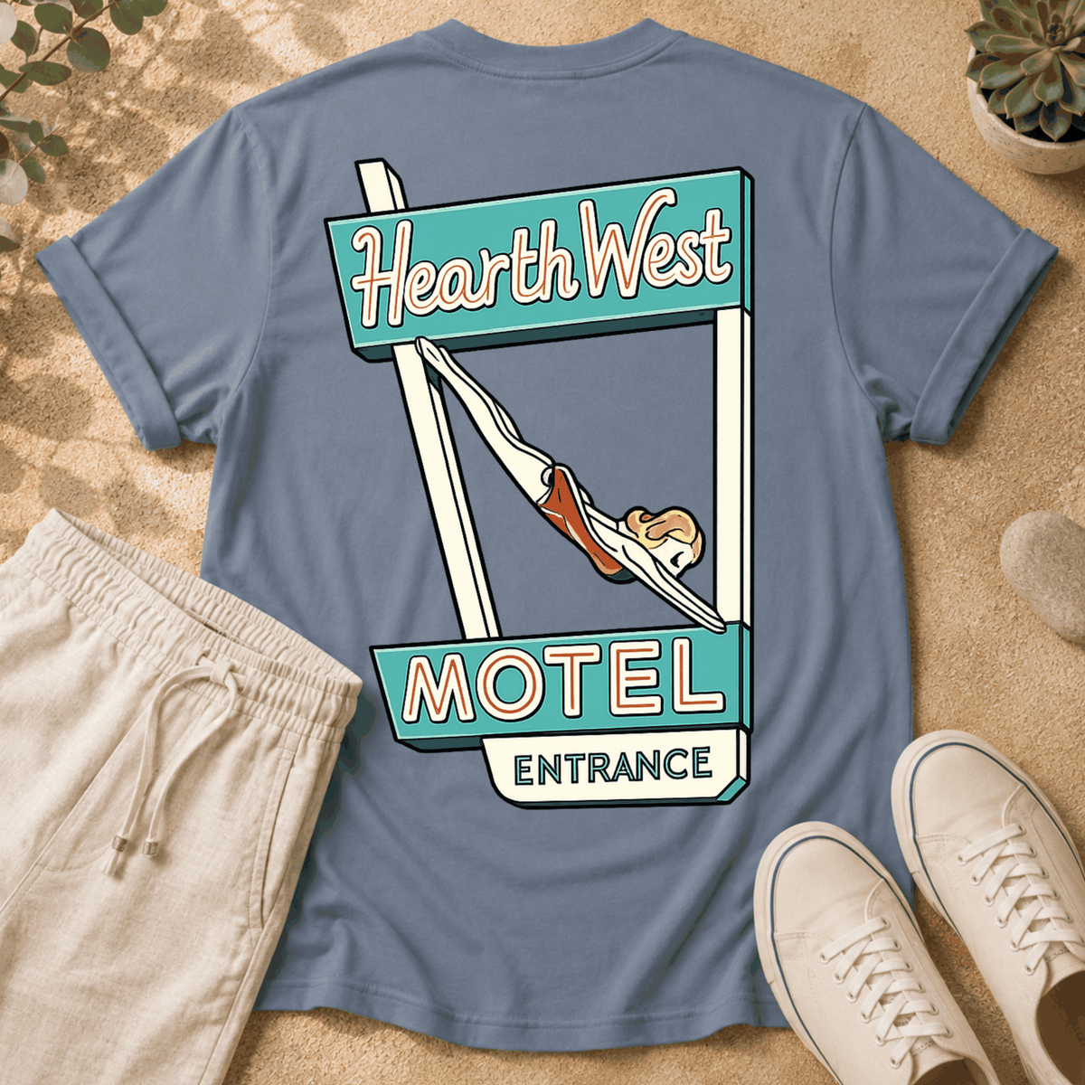 Motel Sign T-Shirt — 'Hearth West' Retro Neon Roadside Graphic Tee