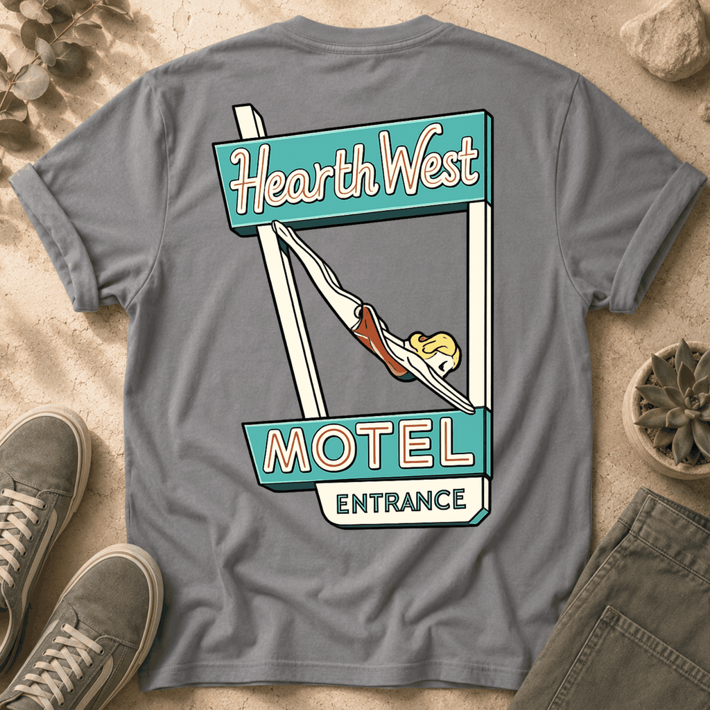 Motel Sign T-Shirt — 'Hearth West' Retro Neon Roadside Graphic Tee