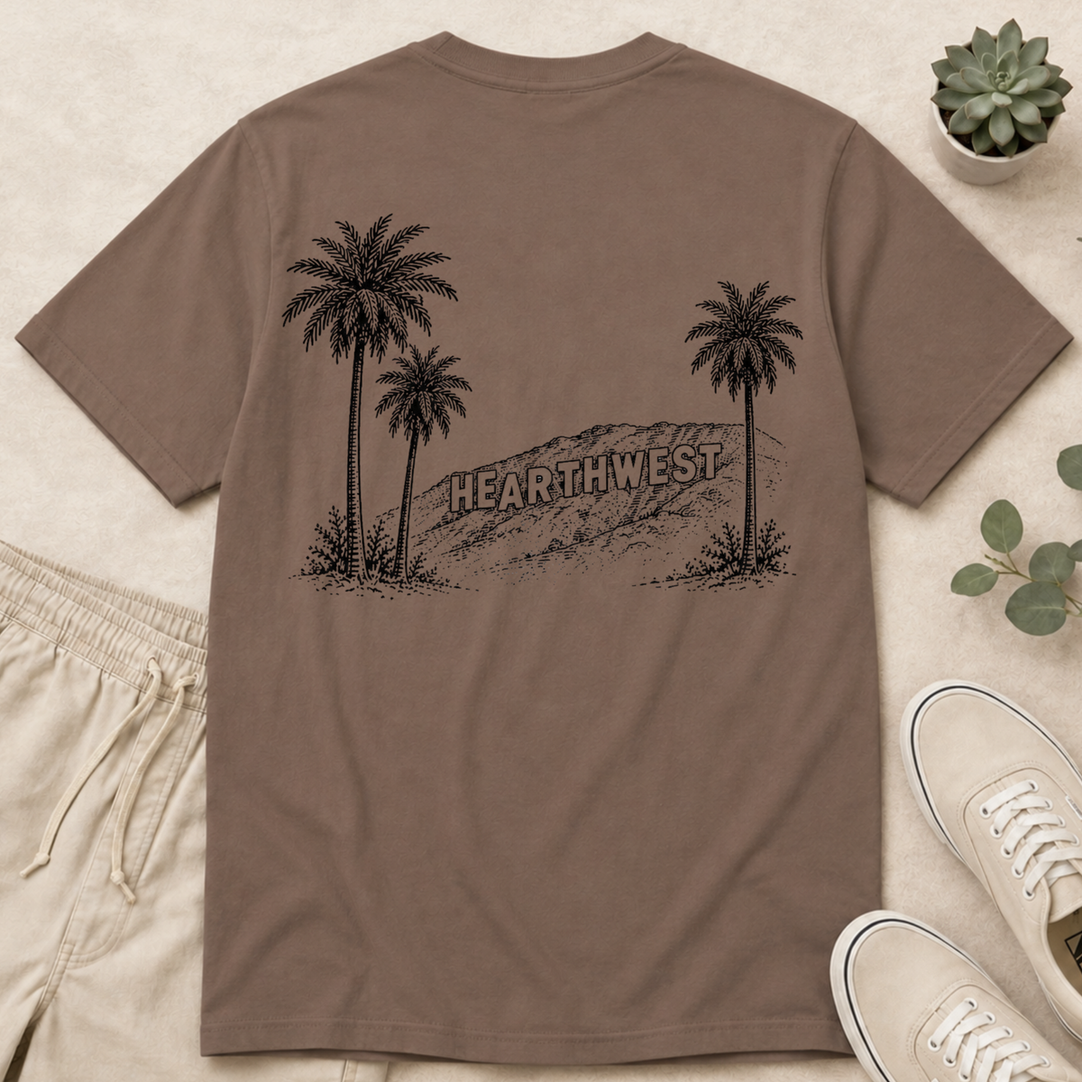 T-Shirt — HearthWest Palm Tree Graphic (Back Print)