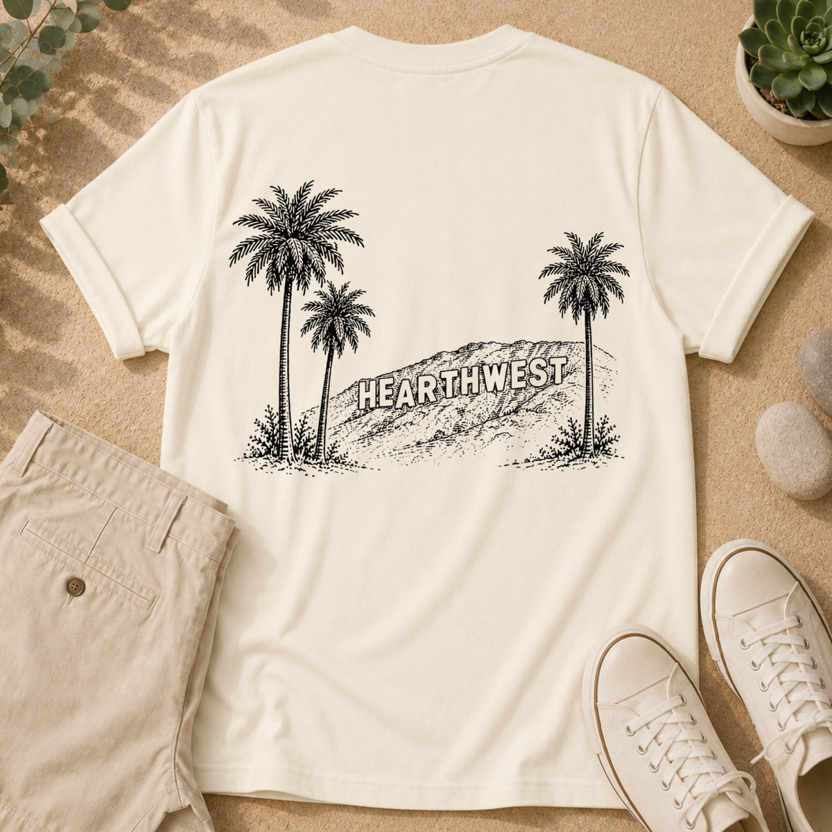 T-Shirt — HearthWest Palm Tree Graphic (Back Print)
