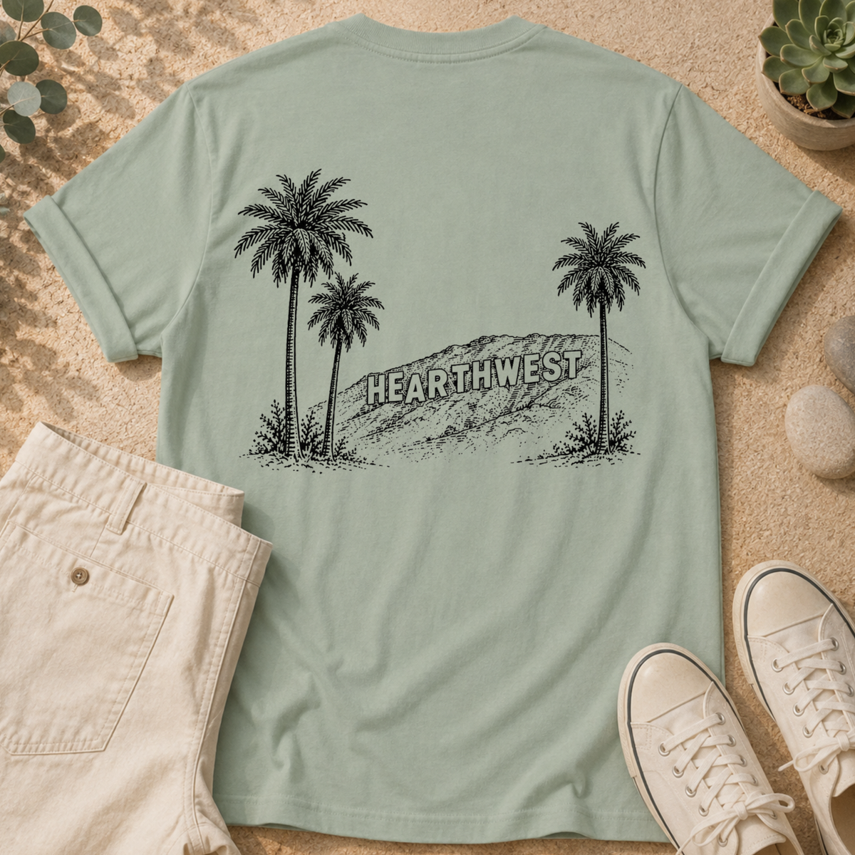 T-Shirt — HearthWest Palm Tree Graphic (Back Print)