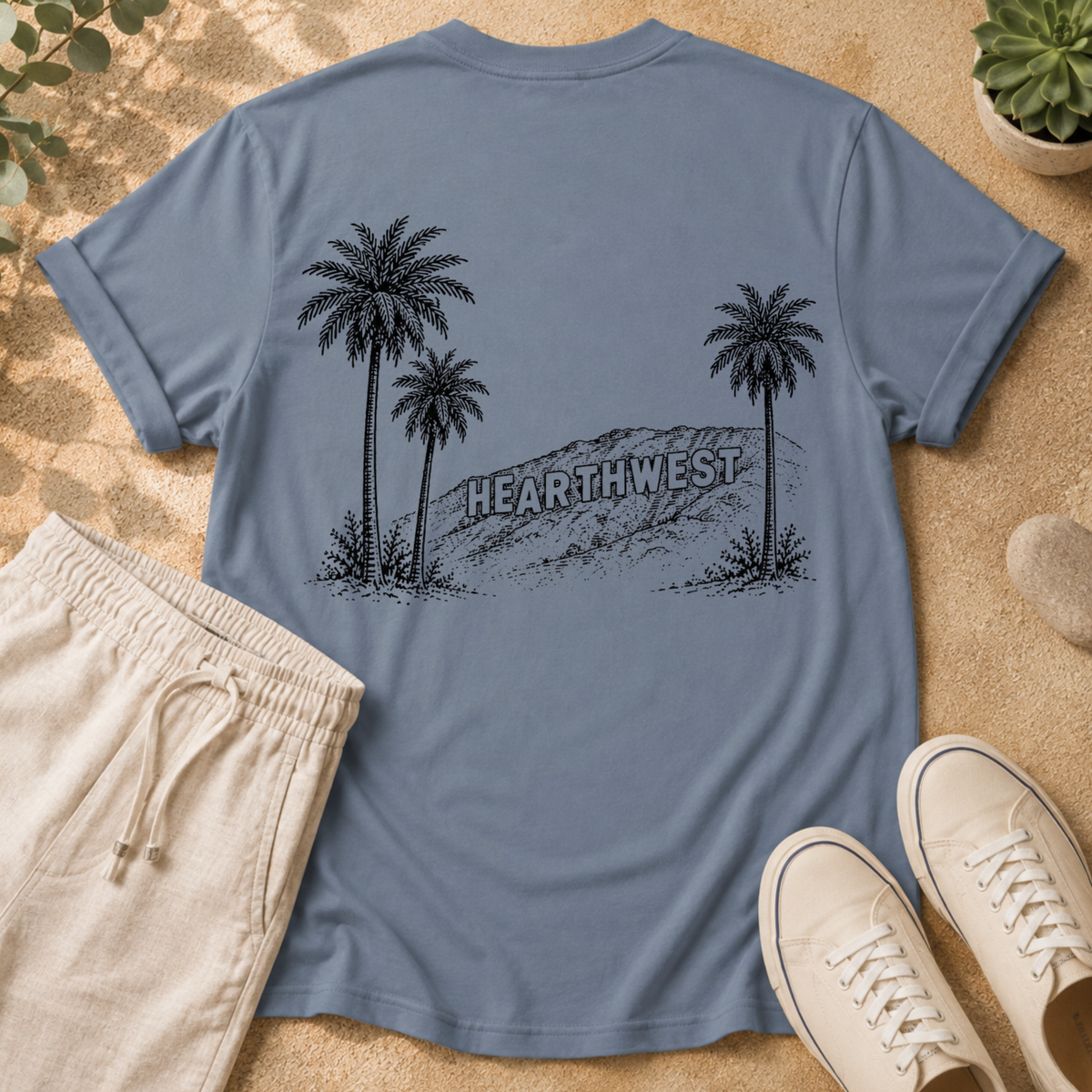 T-Shirt — HearthWest Palm Tree Graphic (Back Print)