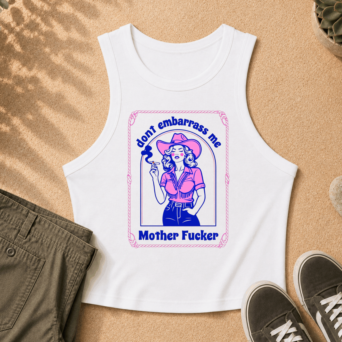 Racer Tank — Retro Cowgirl Graphic "Don't Piss Me Off"