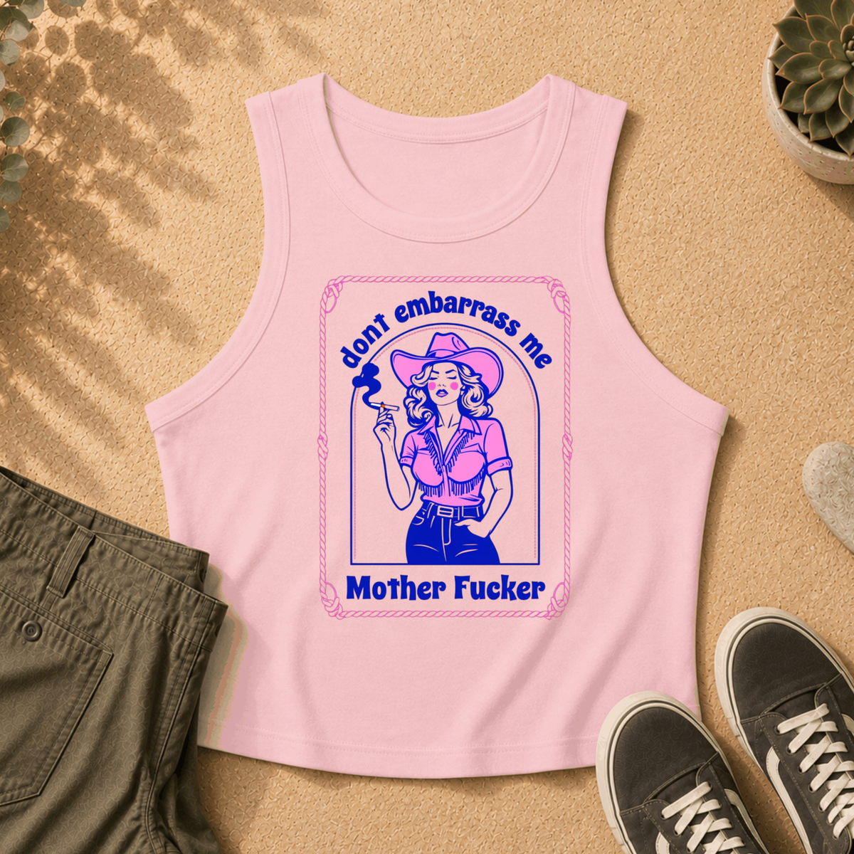 Racer Tank — Retro Cowgirl Graphic "Don't Piss Me Off"