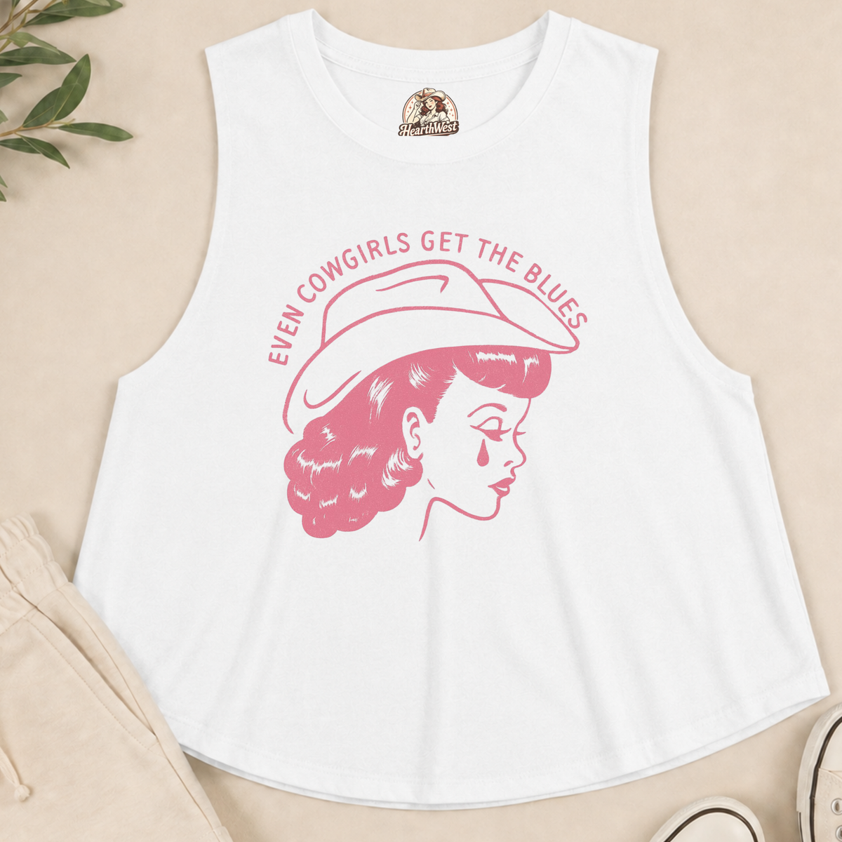 Cowgirl Crop Top - "Even Cowgirls Get the Blues" Retro Western Graphic
